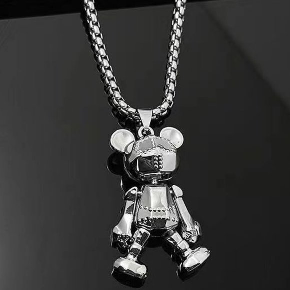 NEW! Robot Metal Bear W/ Moveable Limbs Necklace - AWESOME Unisex GIFT - Picture 4 of 7
